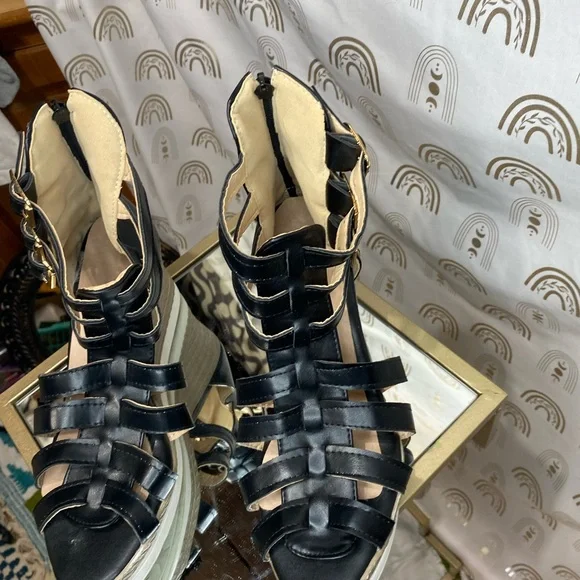 Chic Black Strappy Wedge Sandals - Picture 5 of 12